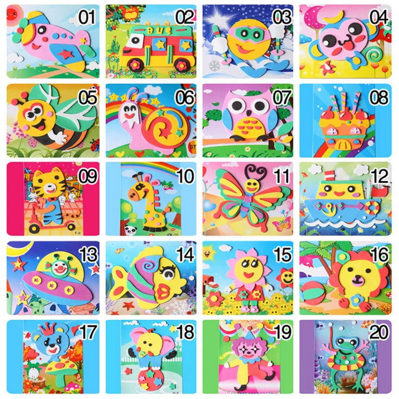 10Pcs DIY Creative Cartoon Animal 3D EVA Foam Sticker Puzzle 20  Early Learning Educational Toys