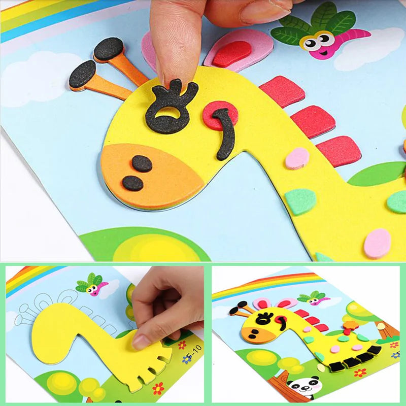 10Pcs DIY Creative Cartoon Animal 3D EVA Foam Sticker Puzzle 20  Early Learning Educational Toys