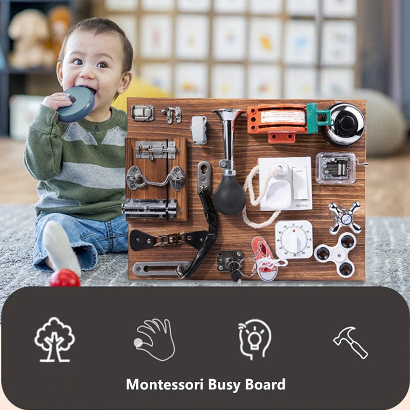 Montessori Busy Sensory Board DIY Accessories Children Toys Lock Latch Door Toy Unclocking Preschool Early Education Teaching