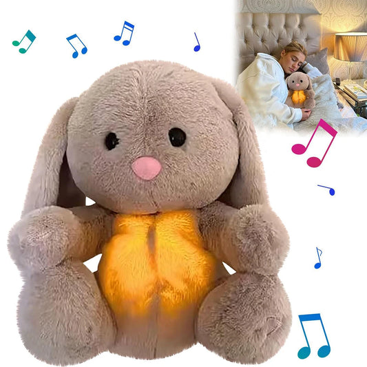 Breathing Relief Bunny Baby Sleep Playmate Bunny Musical Stuffed Plush Toy with Light Sound Newborn Sensory Comfortable Gifts