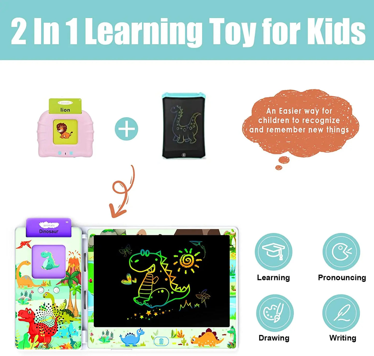 Talking Flash Cards with LCD Writing Tablet, Speech Therapy Toys for Toddlers, Autism Sensory Toys 224 Sight Words