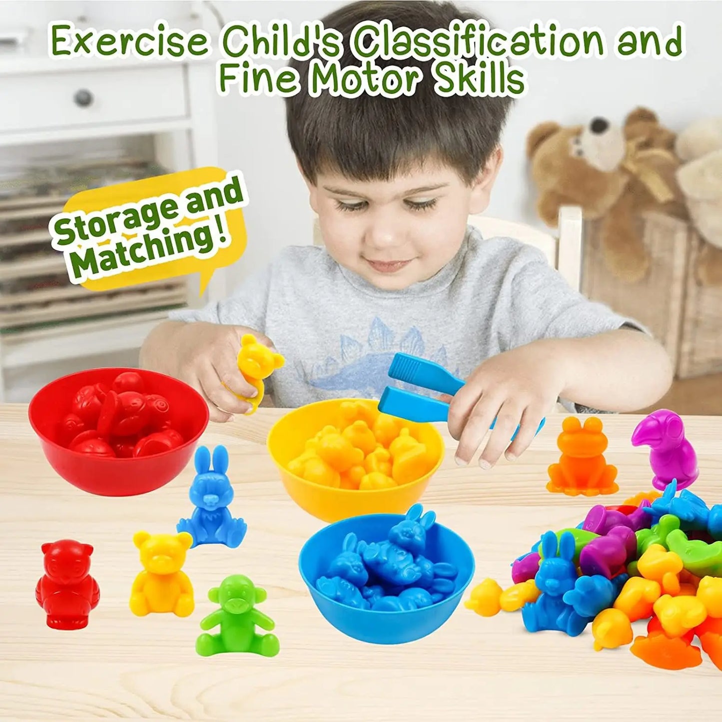 Kids Matching Game Learn Educational Toys Animal Cognition Rainbow Sort Fine Motor Training Montessori Sensory Puzzle Toy Gifts