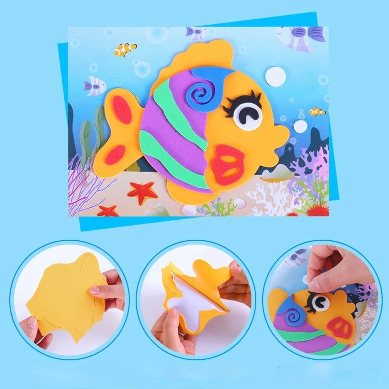 10Pcs DIY Creative Cartoon Animal 3D EVA Foam Sticker Puzzle 20  Early Learning Educational Toys