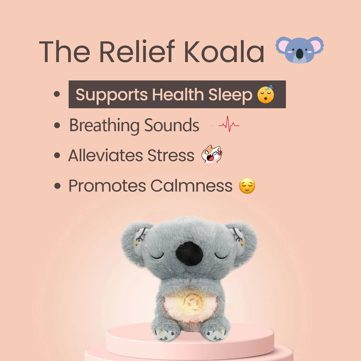 Breathing Bear Baby Soothing Koala Plush Doll Toy Baby Kids Soothing Music Baby Sleeping Companion Sound and Light Doll Toy Gift